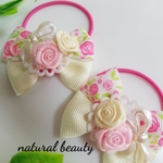 キッズ用☆薔薇柄リボンのヘアゴム