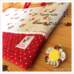 ♪レッスンバッグ♪お花のブローチ付き（strawberry×polka-dot）