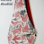 RiceBAG　地上絵（キナリ×赤黒）：内ポケット付き