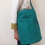 円柱バッグＬ　帆布　アオミドリ