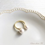 W mini pearl  ring(ホワイト)