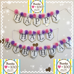 ハーフバースデーガーランド  誕生日 ハーフバースデー ピンク