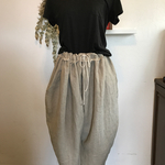 ざっくりリネンのハーフ丈のワイドパンツ  フリーサイズ