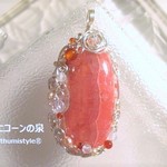 インカローズペンダント（ワイヤーアートジュエリー☆ワイヤーアクセサリー☆ワイヤーラッピング天然石ネックレス）