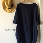 【KUKU様オーダー品】綿麻のシンプルワンピース＊ディープネイビー