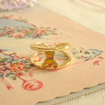 ♡Vintage Glass Cabochon  ring♡(Teddy Bears)