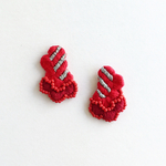 刺繍とビーズのピアス / イヤリング RD