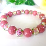 ★愛のエネルギー★恋愛の石☆友愛☆薔薇輝石★ロードナイト★★可愛い薔薇のとんぼ玉☆ホワイト♪　★１０ｍｍ★　★１６．５～１７ｃｍ★