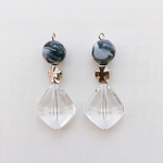 シルバー×クリア 十字架ピアス