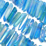 【ブルー】天然水晶 クリスタル 氷柱 穴開き ハンドメイド パーツ