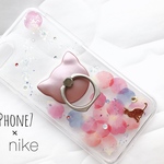 *春待ち~花猫*  押し花風 花びら スマホケース スマホリング バンカーリング iPhoneケース