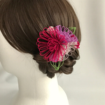 はな咲く。水引のヘアクリップ（桃）