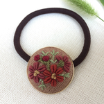 刺繍ヘアゴム チョコレートコスモス