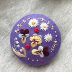 （大）刺繍ブローチ ビオラ&すずらん