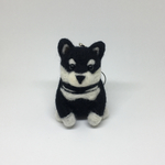 ちびころ黒柴ちゃん お座りストラップ 羊毛フェルト