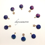 くるみボタンのピアス☆ギャラクシー☆宇宙