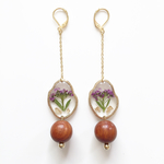アリッサムの押し花チェーンピアス＊(purple)