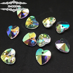 SALE♪【14mm 10個入り】2.ハート クリアAB(オーロラ) 宝石みたいな♪ガラスビーズ  宝石カット ガラスチャーム キラキラ ファセットカット ジュエリー★森の雑貨屋さん★