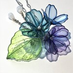 小さな紫陽花のかんざし（青系色　雨露付き）