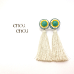 刺繍ビーズ×タッセルイヤリング