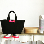 足付き(A)ECO トートバッグ Mサイズ(black) red×red
