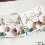 クリームブルー♡夏フープピアス(イヤリング)