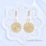 再販(ㅅ˘˘)♡*.+゜コットンパールと透かしflowerイヤリング/ピアス