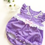 SALE☆Handmade☆Ruban mou☆ ♪サクランボ柄☆まんまるシルエットフリル袖ロンパース♪80センチ  