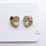 block (brown×green)ビーズ刺繍ピアスorイヤリング　