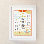 御誂え　Baby Poster　命名書「宝船・鯛」A4サイズ　1枚（金インク印刷）