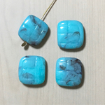 VINTAGE TURQUOISE MARBLE ACRYLIC FLAT SQUARE ETCHED BEADS