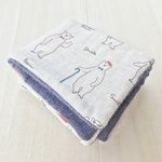 □689 Pile In Gauze ふわとろ大判ハンカチ White Bear×Navy