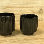 【SALE】黒釉しのぎ夫婦湯のみ セット