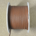 編み込み丸革紐  3mm(直径)×1M（長さ）ブラウン 革紐 レザーコード