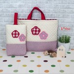 入園入学準備・女の子♡お花レッスンバッグ、シューズケース２点セット