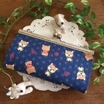 長財布★和風★柴犬くん柄★紺色