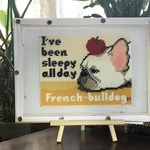 フレンチブルドッグのタペストリー刺繍