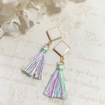 新色♡ホワイトオパールとカラフルタッセルのイヤリング/ピアス⑥
