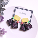 刺繍リボンビジューピアス