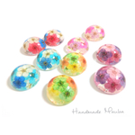 ▽新作▽カラフル まる 押し花ピアス▽