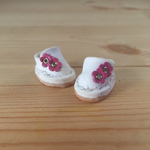  オビツ11サイズ ミニチュア お花スリッポン 白×ピンク