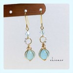 天然石カルセドニのピアス／イヤリング  sea blue