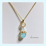 天然石カルセドニのネックレス sea blue