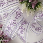 パープルフラワーリボン　オーガンジー　40㎜幅　ワイヤー入りドイツリボン