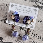 紫のさざれ石を閉じ込めたパープルストーンの魔法イヤリング