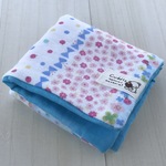 □693 Pile In Gauze ふわとろ大判ハンカチ Flower Stripe