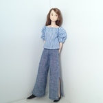ストライプブラウスとワイドパンツ 27㎝ドールmomoko