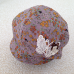 ベビー 花柄ニットキャップ 46cm モーブ