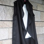 受注生産　リネン ブラック　前ドレープ　ジレ