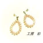 春色♡Ａランク小粒ピンク淡水パールのドロップピアス・イヤリング